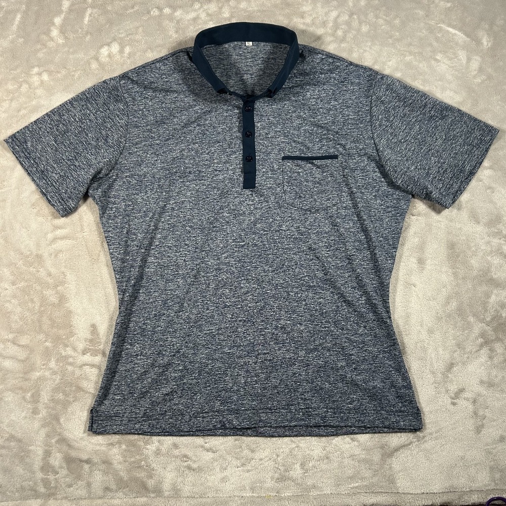 State & Liberty The Felix Polo Shirt Men L Blue Pique Athletic Performance Golf